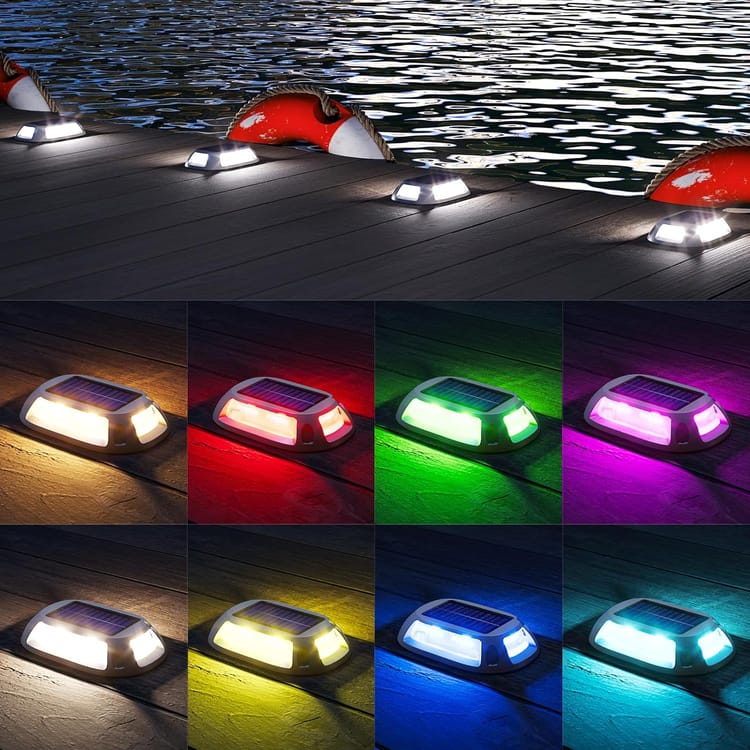 VIODAIM 12 Pack Solar Driveway Lights Marine Dock Lights, 9 Colors